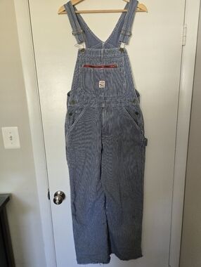 Vintage Pointer 100% Cotton Blue Stripe Overalls Size 32x30